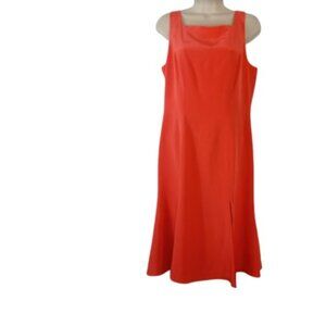 Vintage Theo Miles Womens A Line Dress Orange Slit Front Button Detail Silk 8